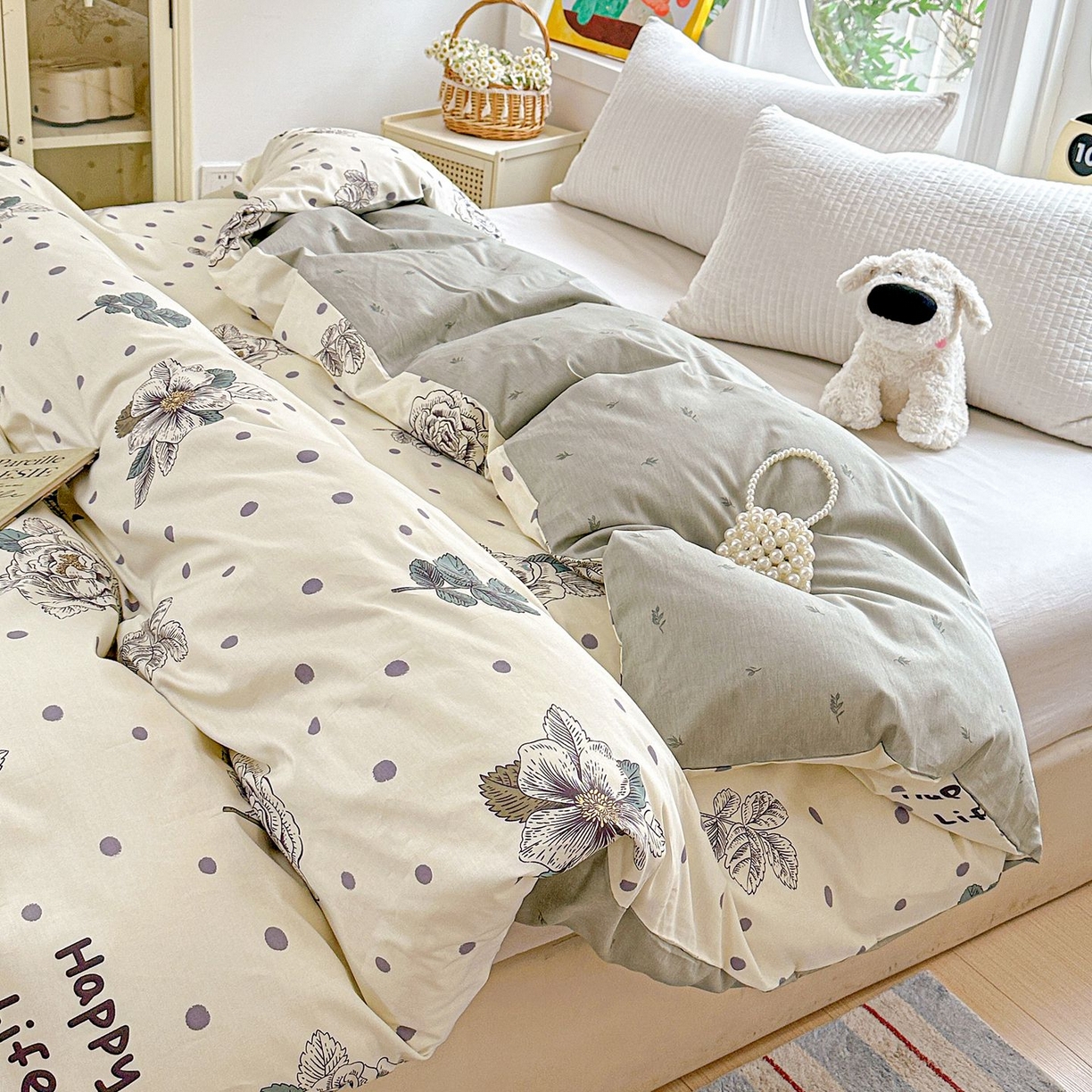 恩泽家纺 2026新款13372ins全棉印花四件套单品系列-单被套 繁花夕露