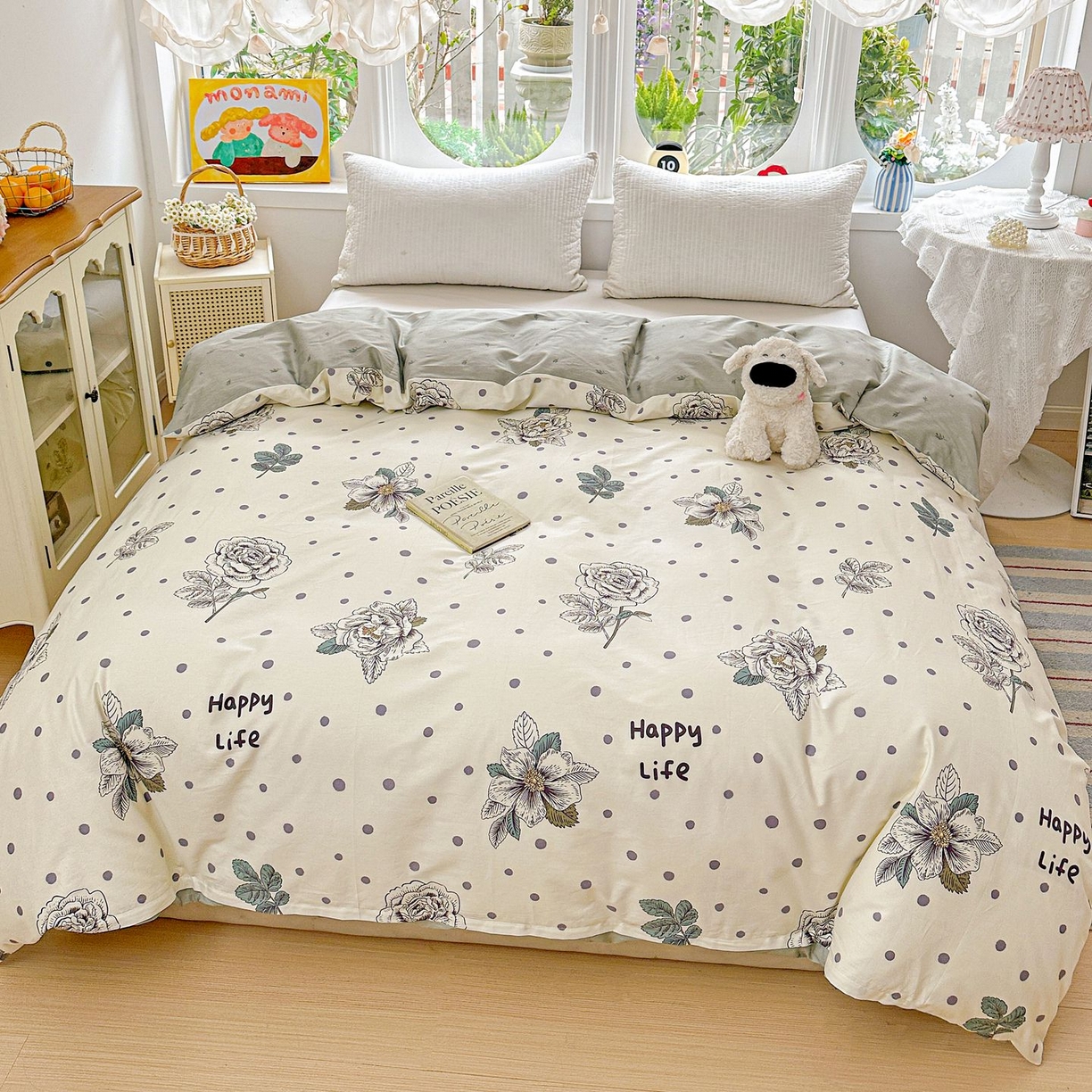 91家纺网 家纺一手货源 找家纺 恩泽家纺 2026新款13372ins全棉印花四件套单品系列-单被套 繁花夕露