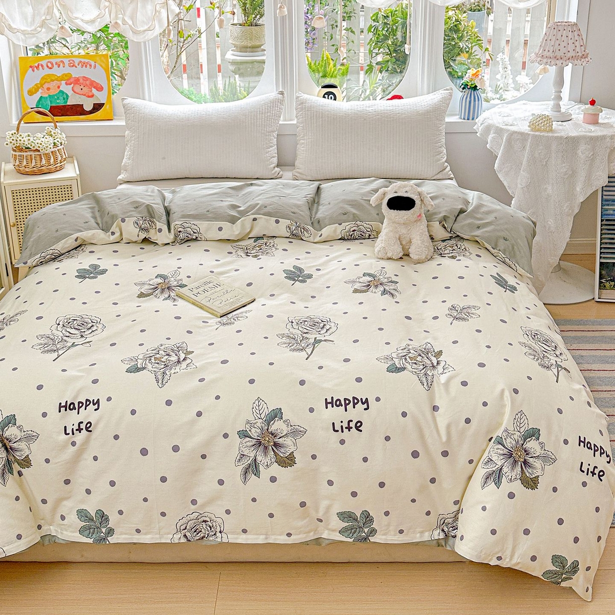 91家纺网 家纺一手货源 找家纺 恩泽家纺 2026新款13372ins全棉印花四件套单品系列-单被套 繁花夕露