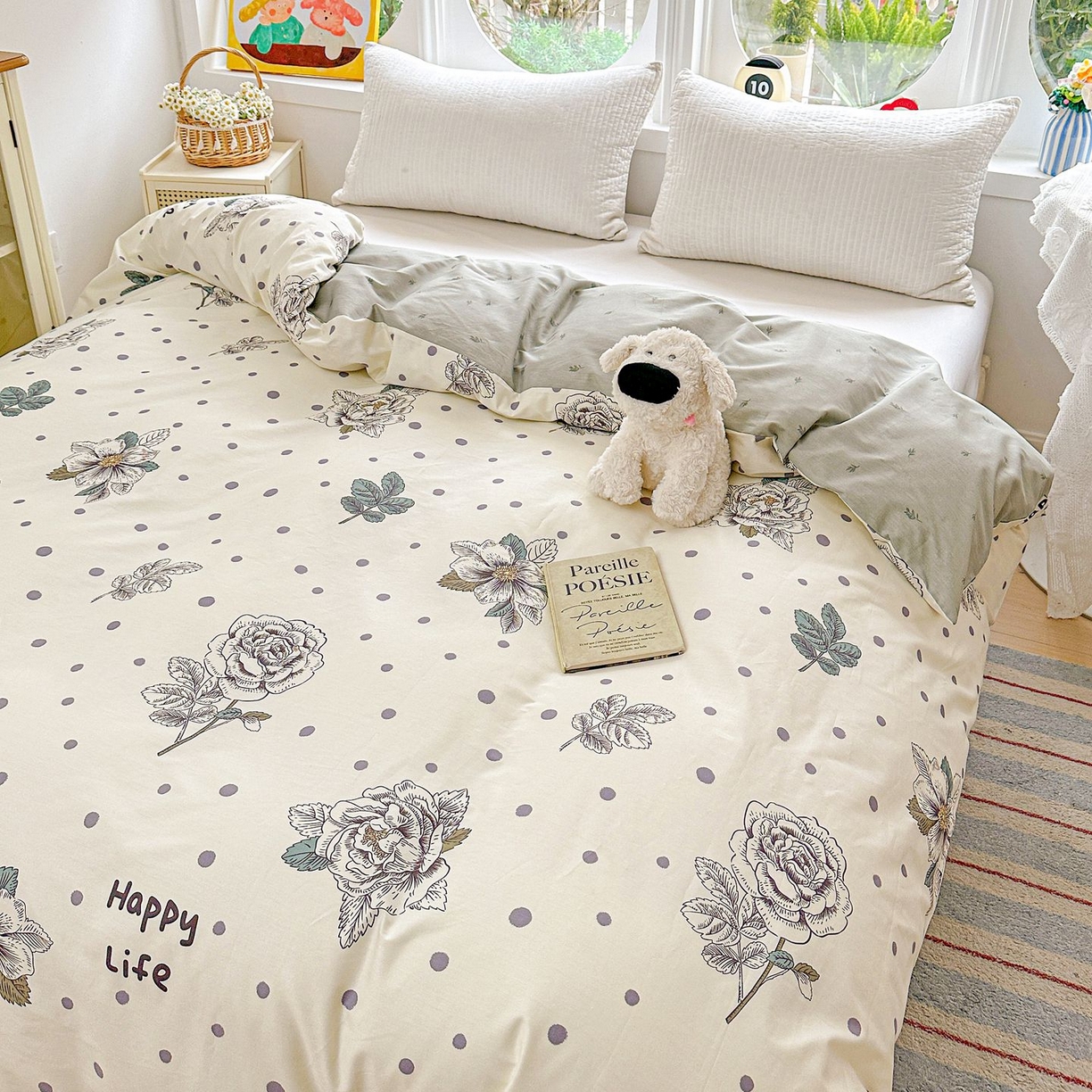 91家纺网 家纺一手货源 找家纺 恩泽家纺 2026新款13372ins全棉印花四件套单品系列-单被套 繁花夕露