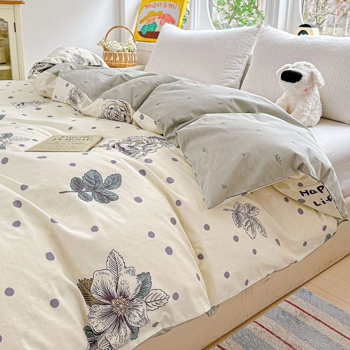 91家纺网 家纺一手货源 找家纺 恩泽家纺 2026新款13372ins全棉印花四件套单品系列-单被套 繁花夕露