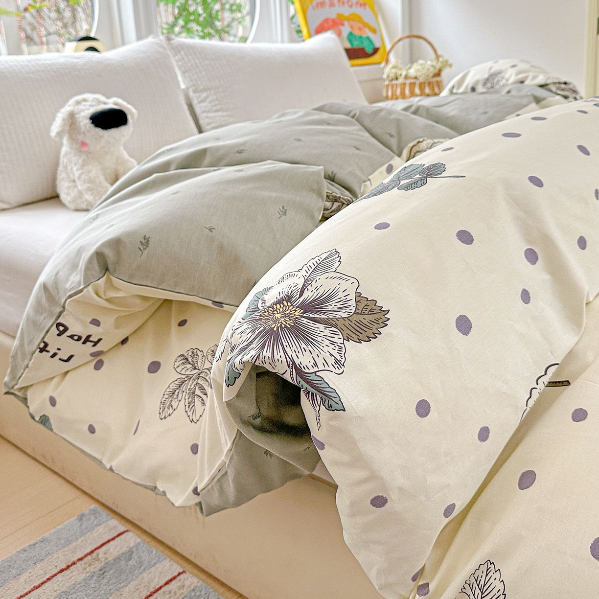 91家纺网 家纺一手货源 找家纺 恩泽家纺 2026新款13372ins全棉印花四件套单品系列-单被套 繁花夕露