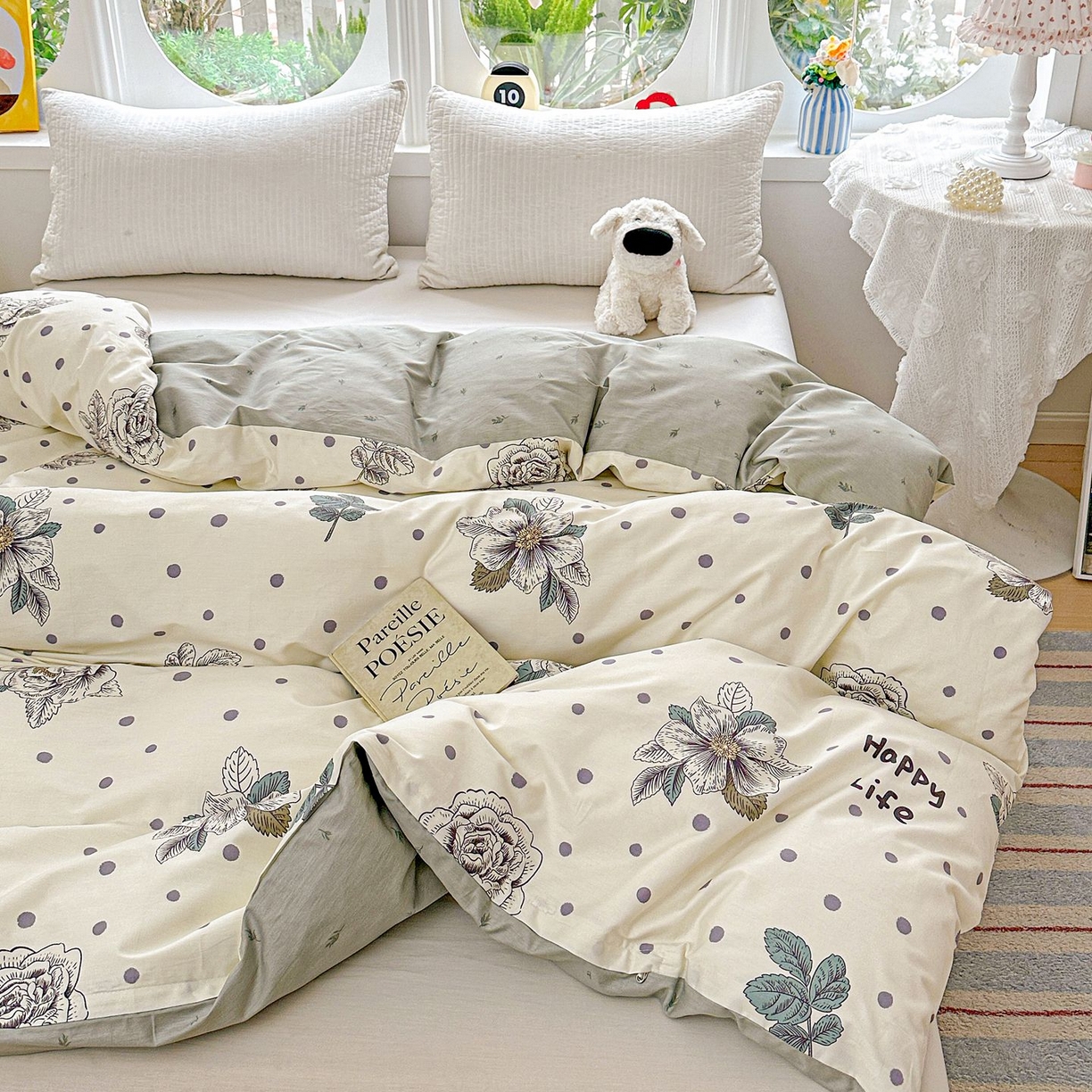 91家纺网 家纺一手货源 找家纺 恩泽家纺 2026新款13372ins全棉印花四件套单品系列-单被套 繁花夕露