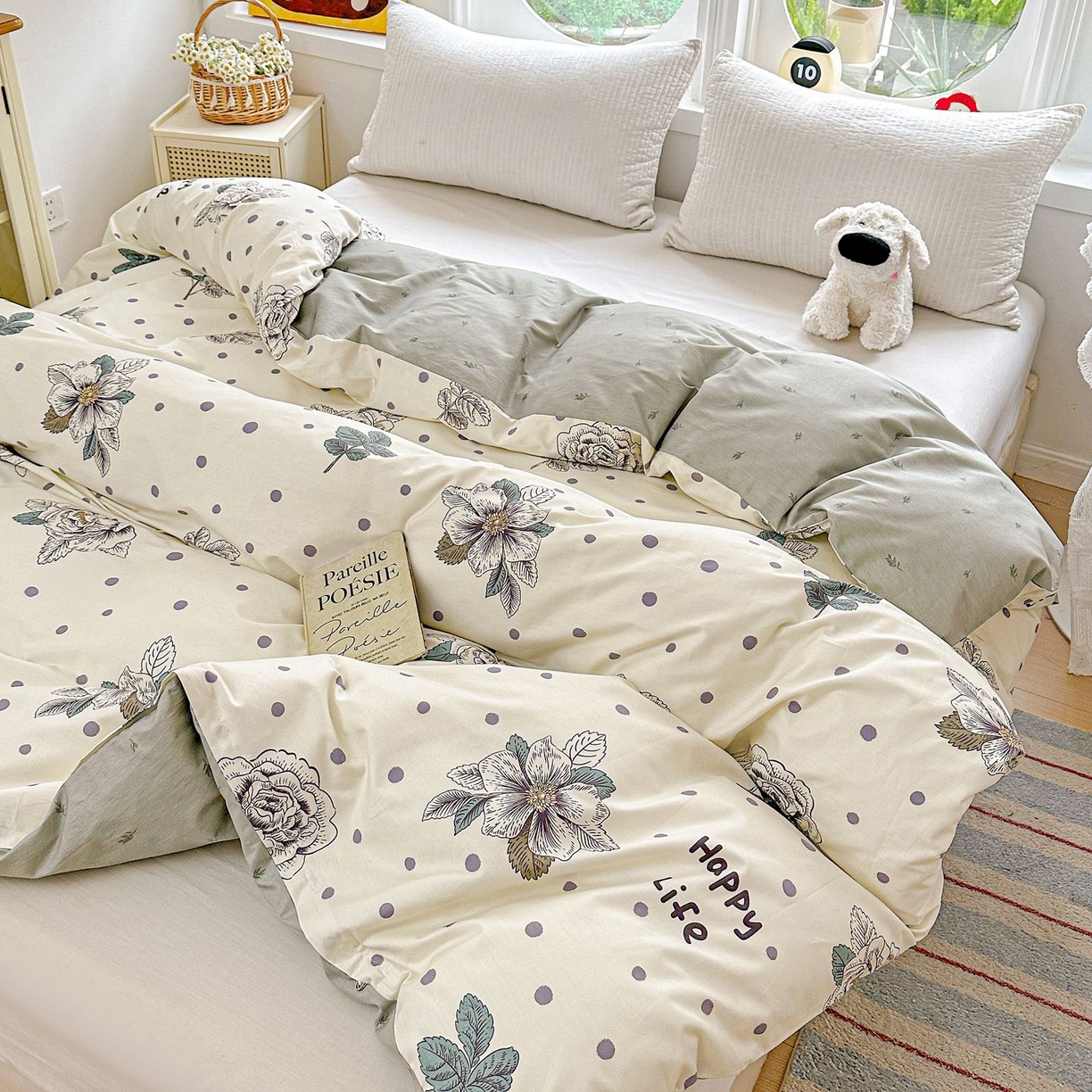 91家纺网 家纺一手货源 找家纺 恩泽家纺 2026新款13372ins全棉印花四件套单品系列-单被套 繁花夕露