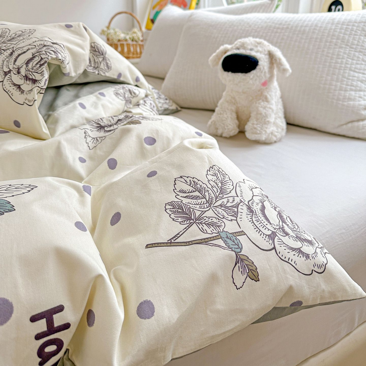 91家纺网 家纺一手货源 找家纺 恩泽家纺 2026新款13372ins全棉印花四件套单品系列-单被套 繁花夕露