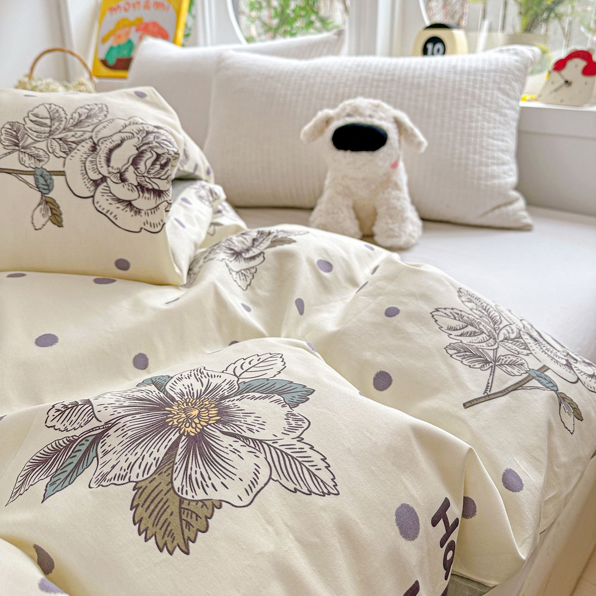 91家纺网 家纺一手货源 找家纺 恩泽家纺 2026新款13372ins全棉印花四件套单品系列-单被套 繁花夕露