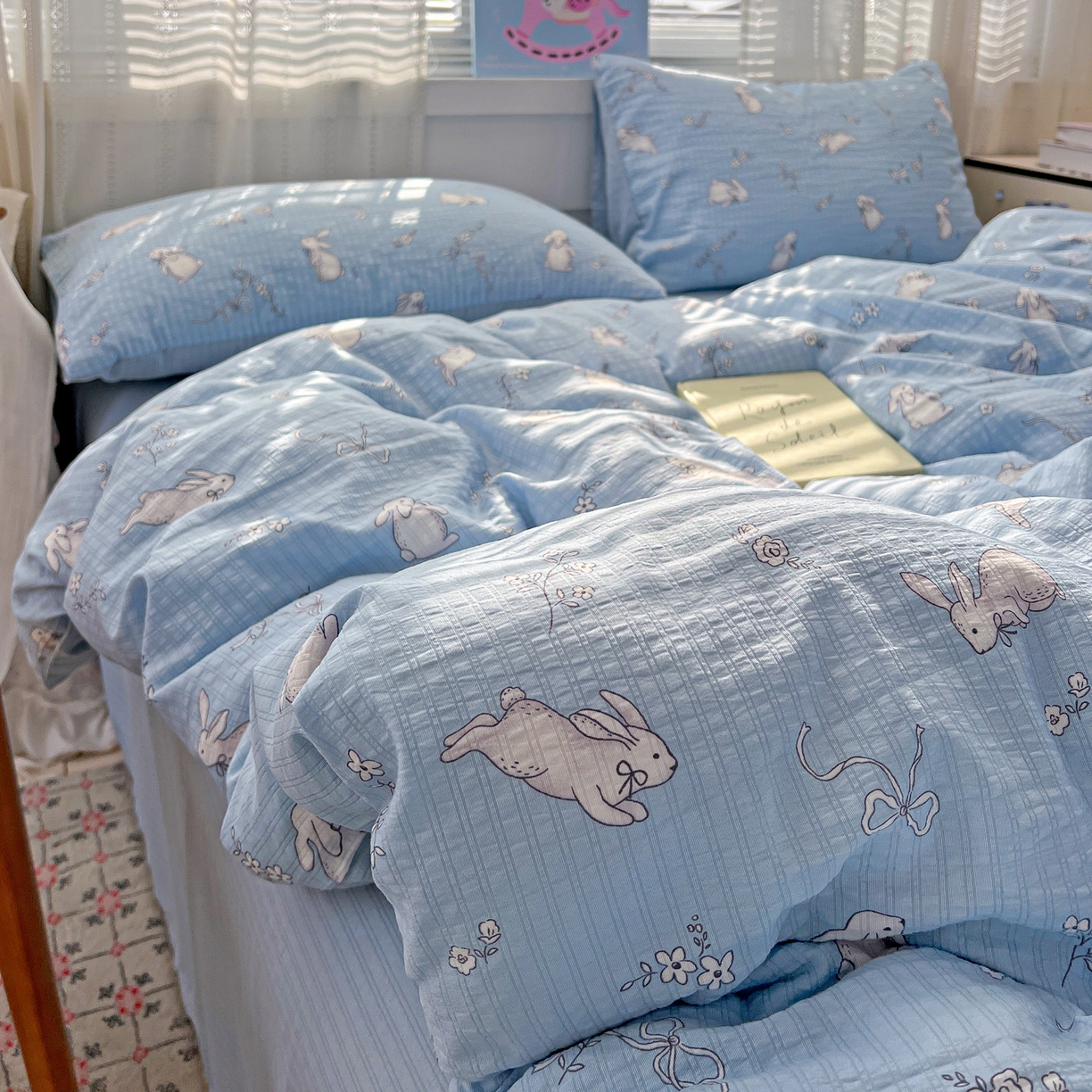 王朝国际 2026新款A类彩竺棉印花四件套 奶萌兔