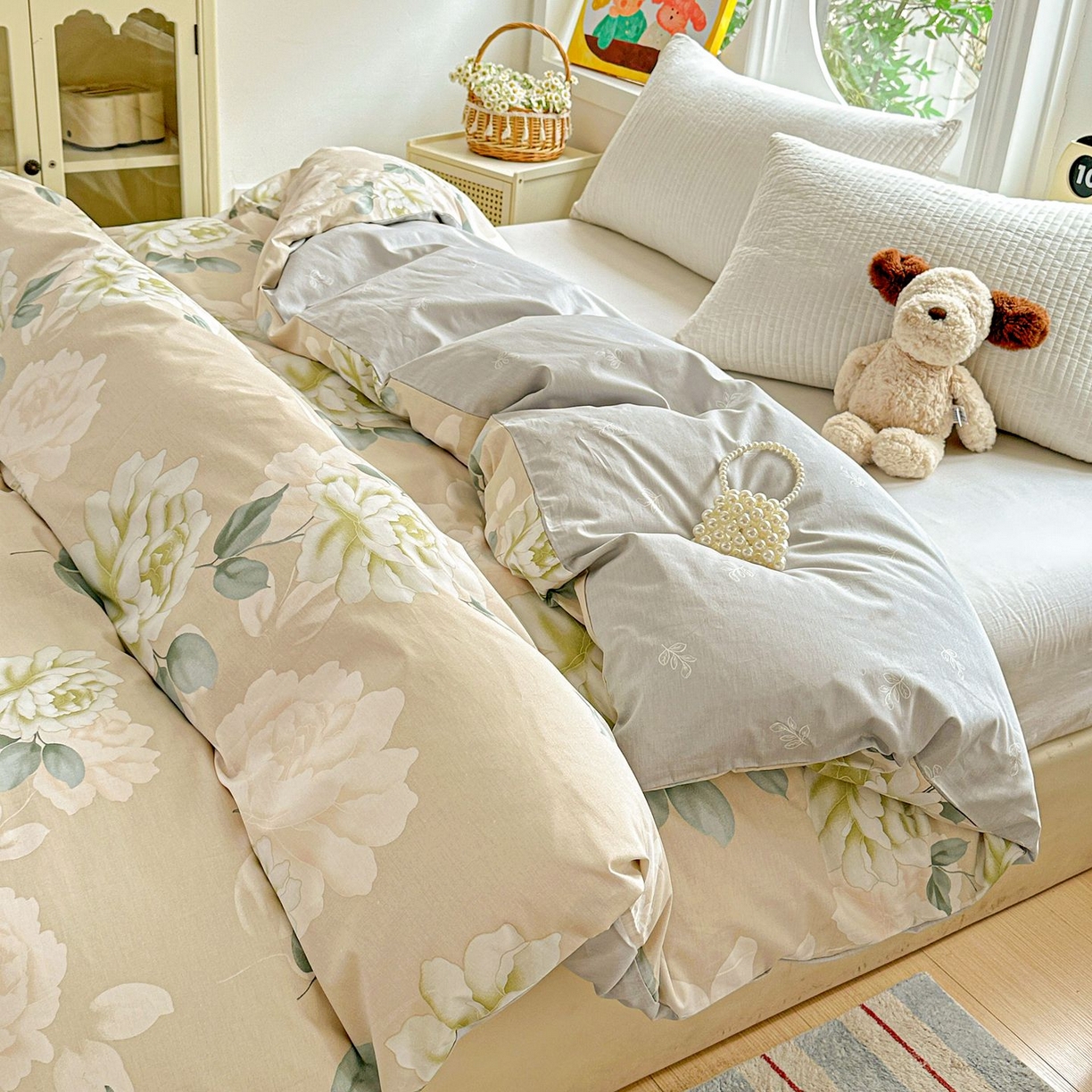恩泽家纺 2026新款13372ins全棉印花四件套单品系列-单被套 花开宿语