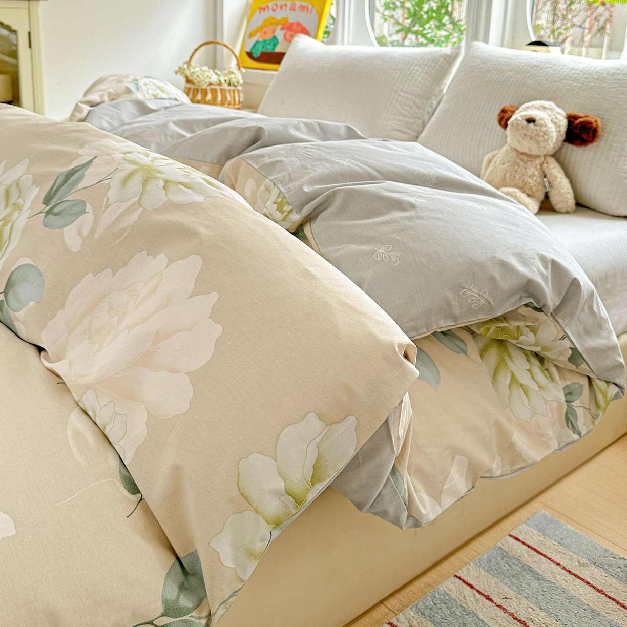 91家纺网 家纺一手货源 找家纺 恩泽家纺 2026新款13372ins全棉印花四件套单品系列-单被套 花开宿语