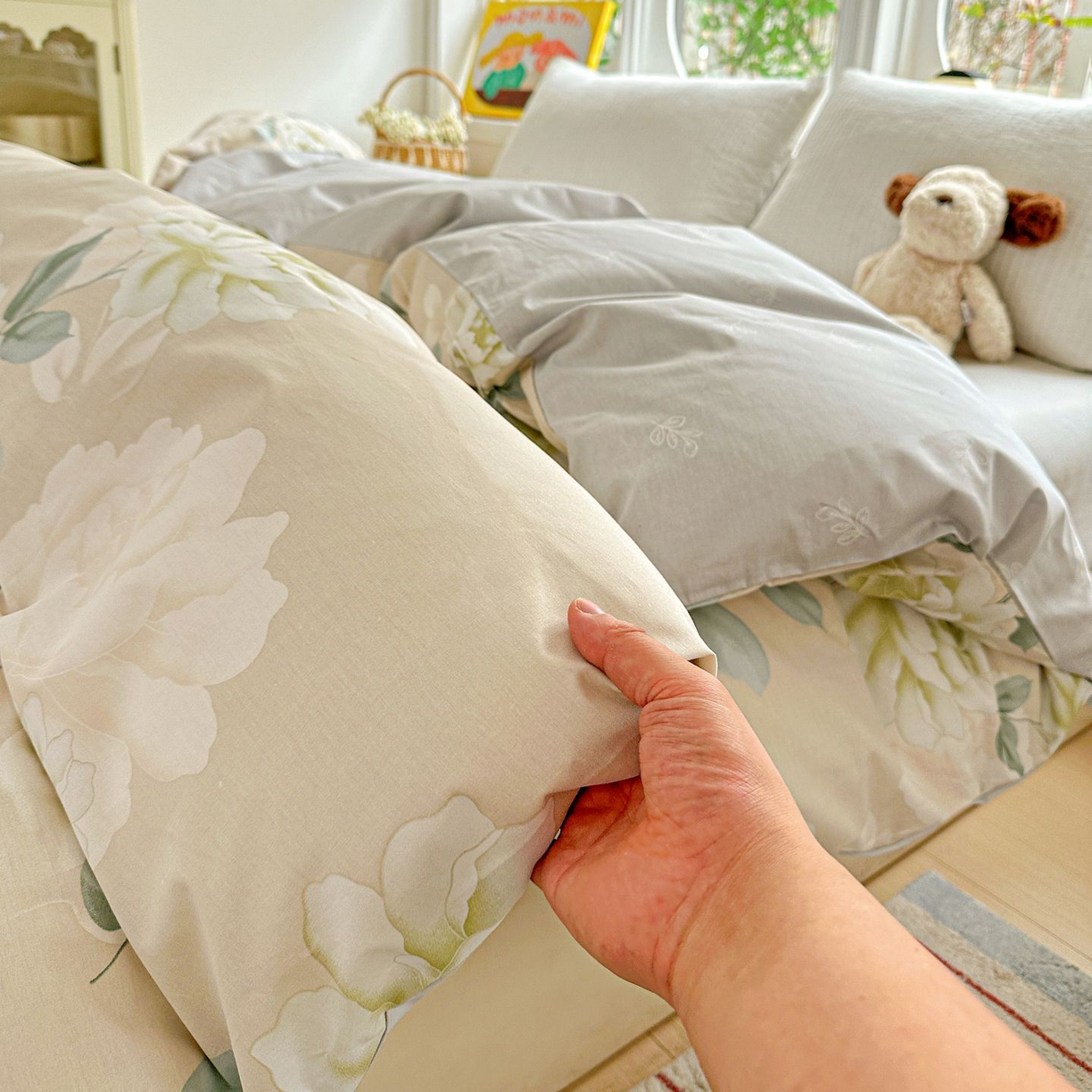 91家纺网 家纺一手货源 找家纺 恩泽家纺 2026新款13372ins全棉印花四件套单品系列-单被套 花开宿语