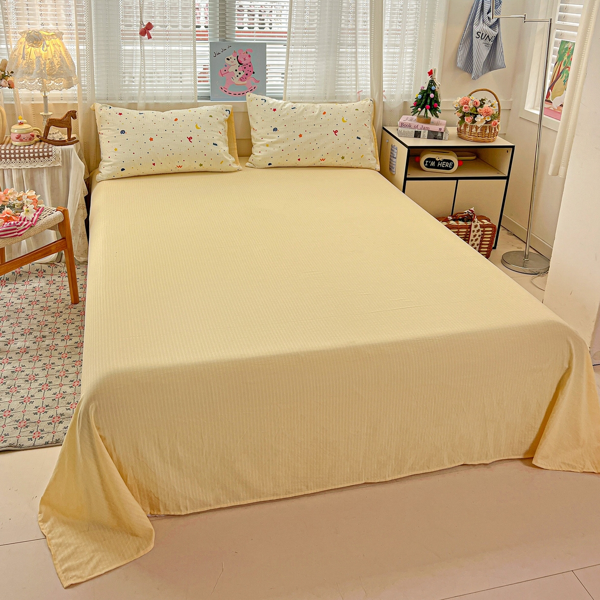 91家纺网 家纺一手货源 找家纺 王朝国际 2026新款A类彩竺棉印花四件套 奶油派