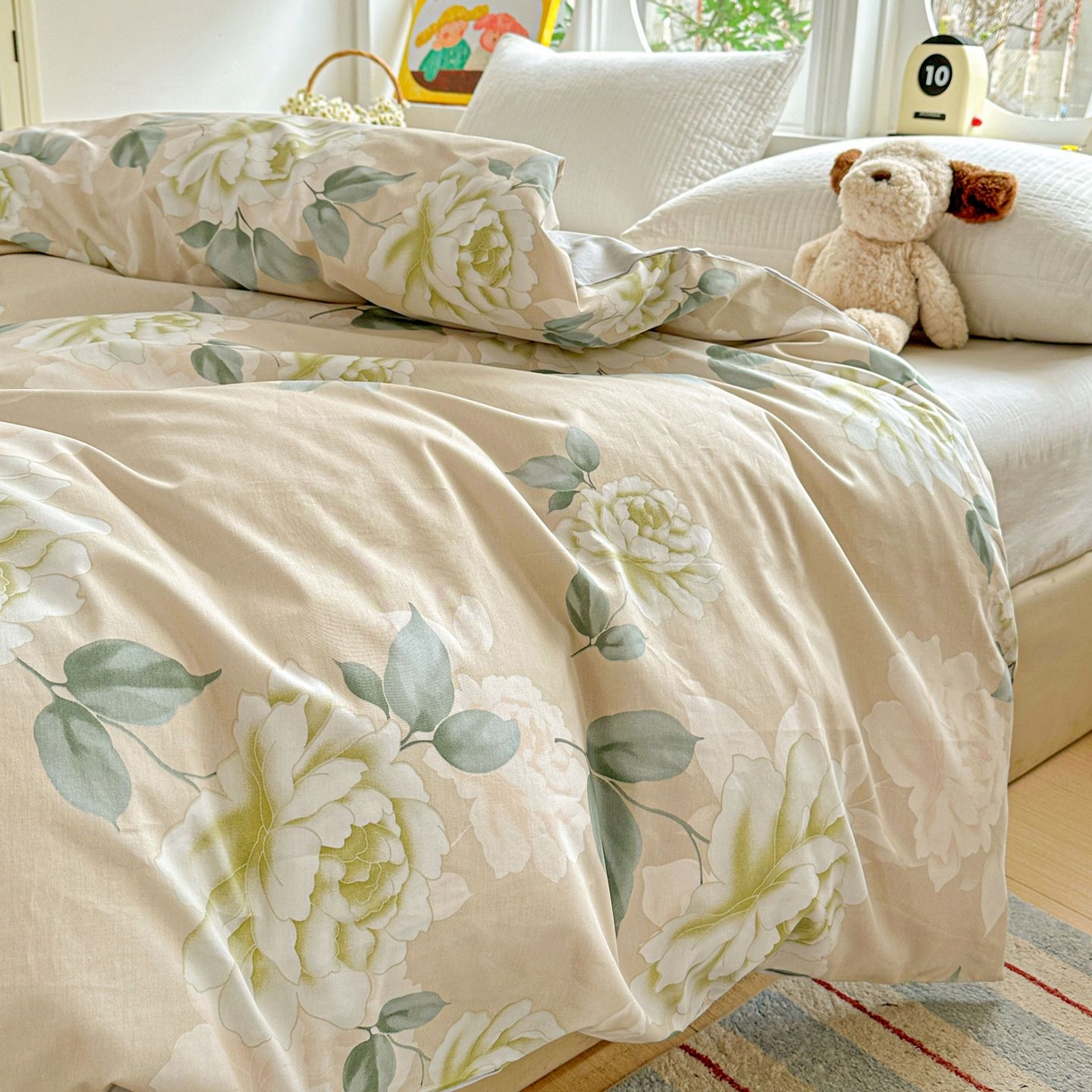 91家纺网 家纺一手货源 找家纺 恩泽家纺 2026新款13372ins全棉印花四件套单品系列-单被套 花开宿语