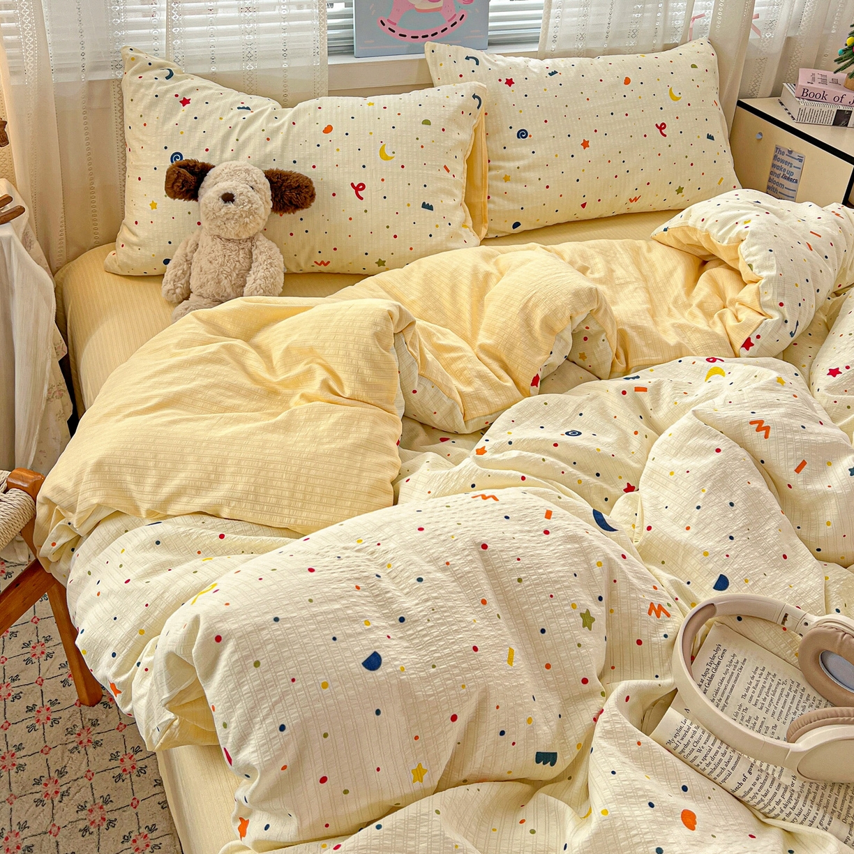 91家纺网 家纺一手货源 找家纺 王朝国际 2026新款A类彩竺棉印花四件套 奶油派