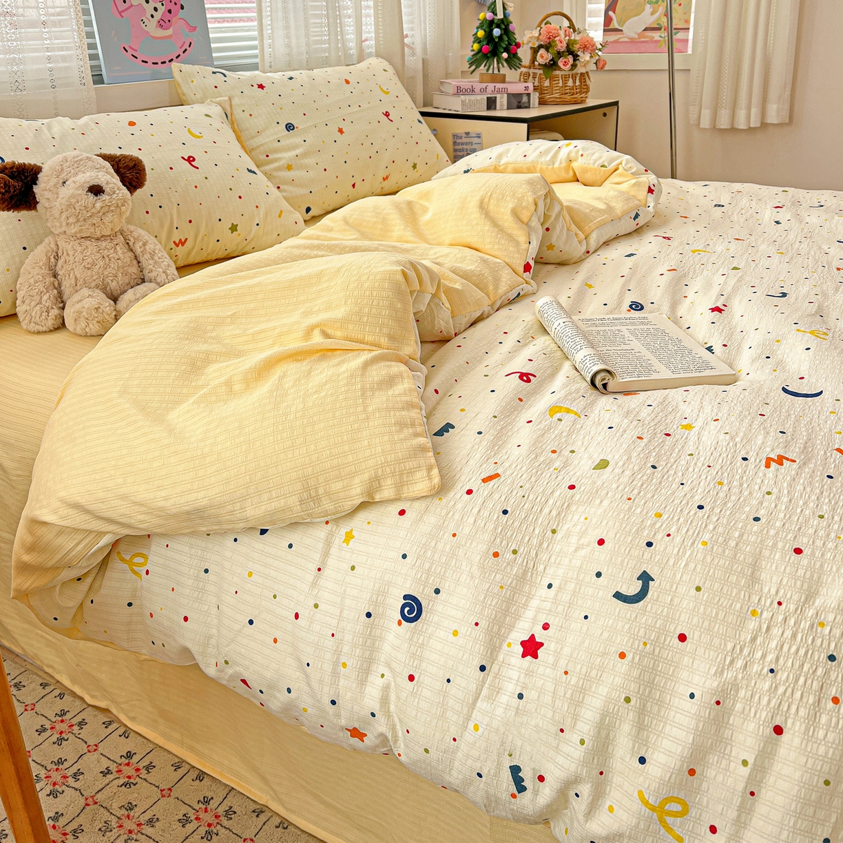 91家纺网 家纺一手货源 找家纺 王朝国际 2026新款A类彩竺棉印花四件套 奶油派