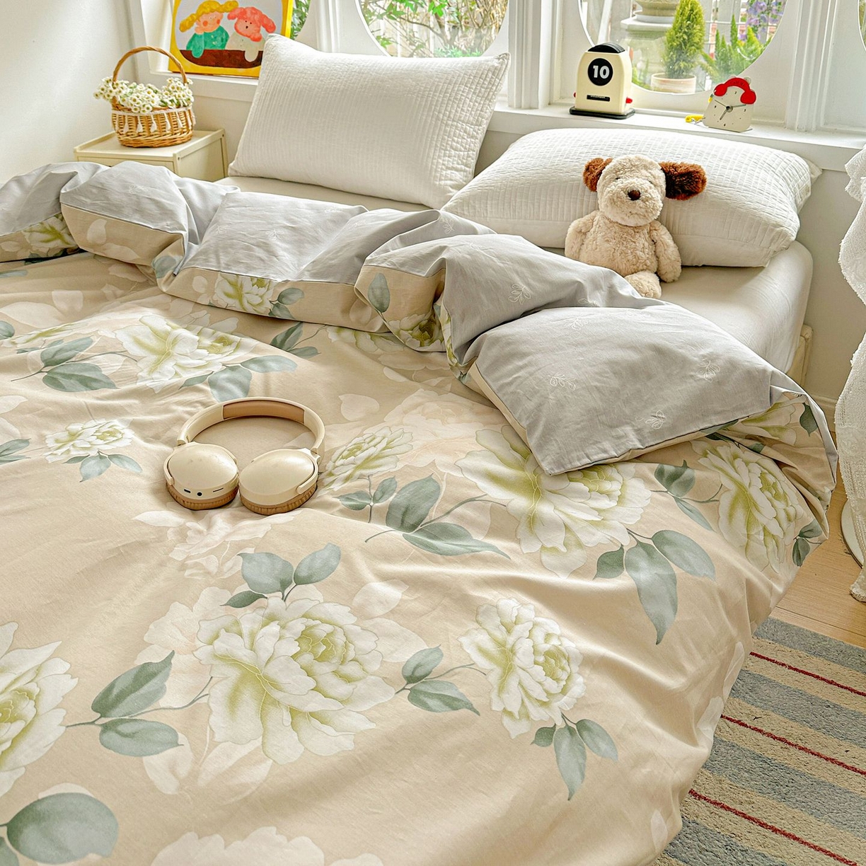 91家纺网 家纺一手货源 找家纺 恩泽家纺 2026新款13372ins全棉印花四件套单品系列-单被套 花开宿语