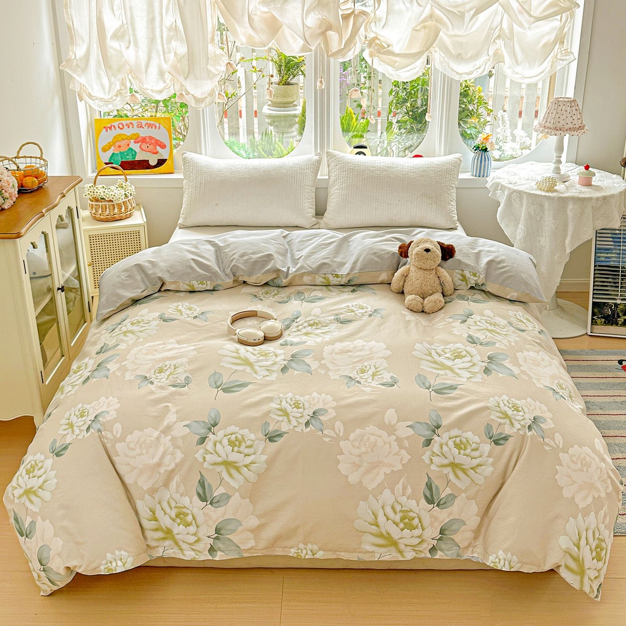 91家纺网 家纺一手货源 找家纺 恩泽家纺 2026新款13372ins全棉印花四件套单品系列-单被套 花开宿语