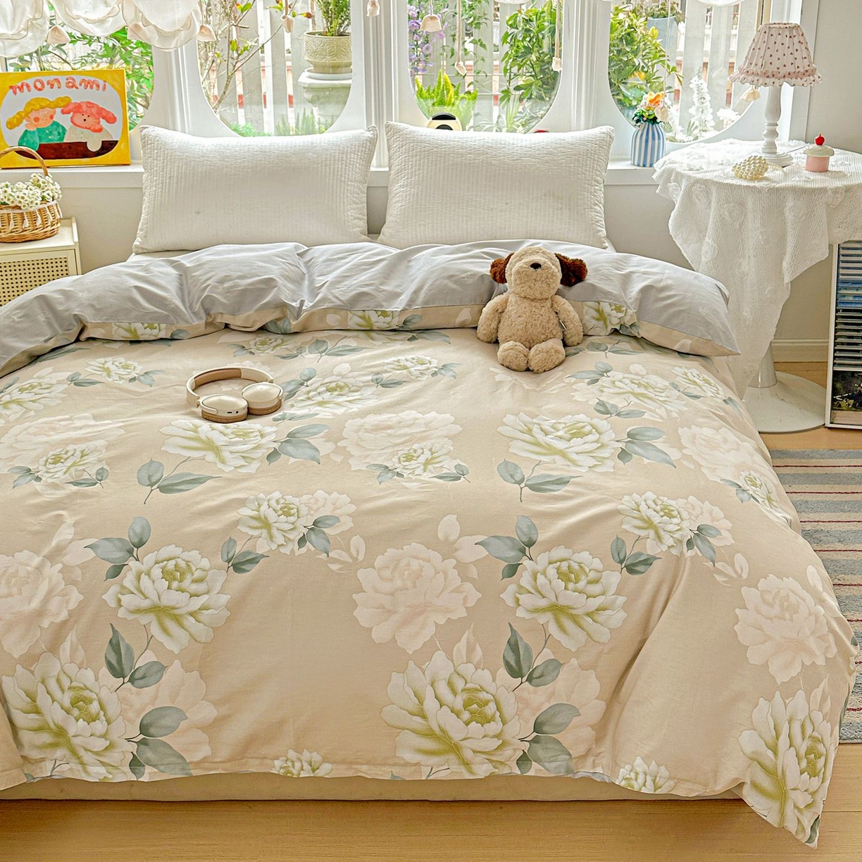 91家纺网 家纺一手货源 找家纺 恩泽家纺 2026新款13372ins全棉印花四件套单品系列-单被套 花开宿语