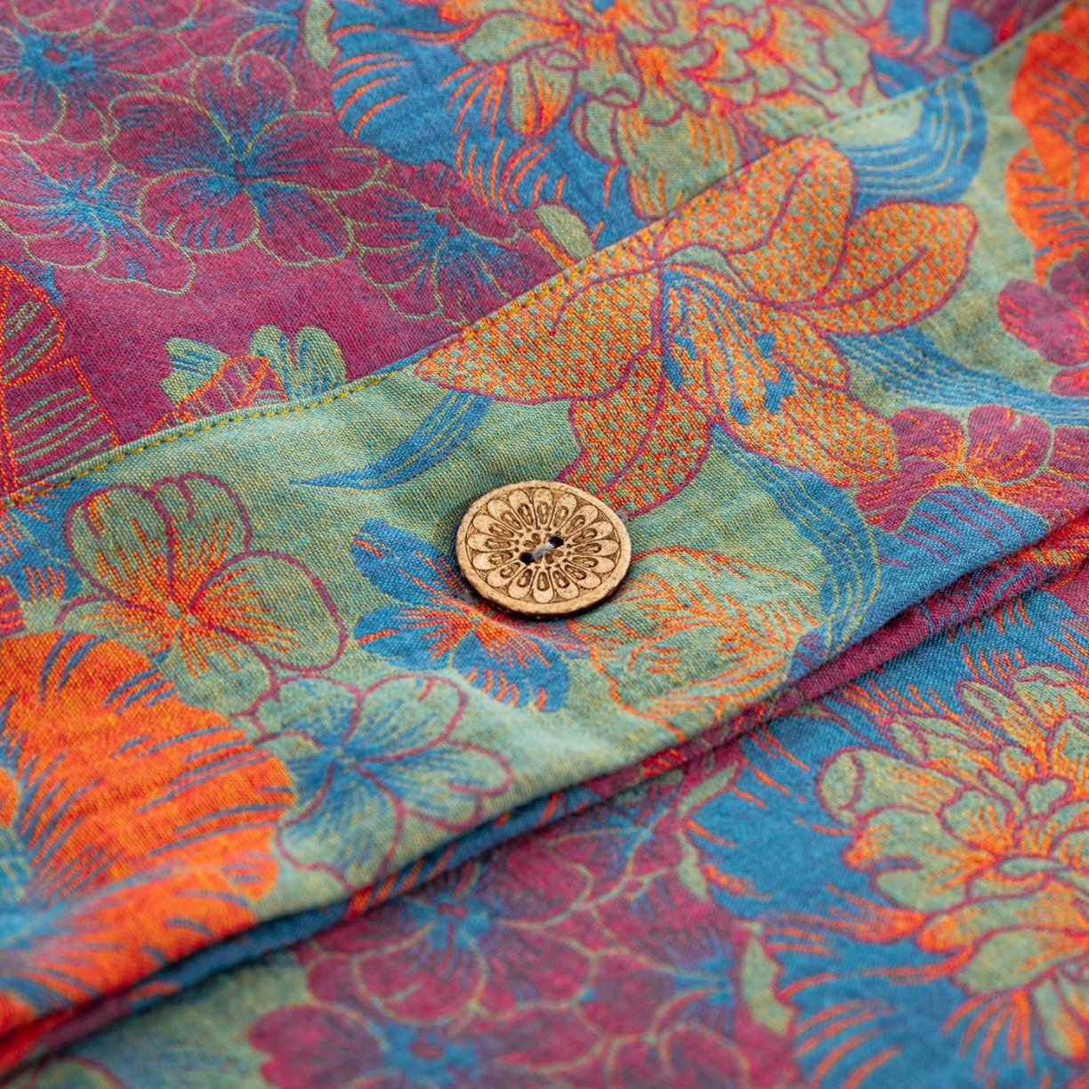 91家纺网 家纺一手货源 找家纺 （总）双层纱家居 2026新款花语全棉纯棉色织提花双层纱纽扣款四件套