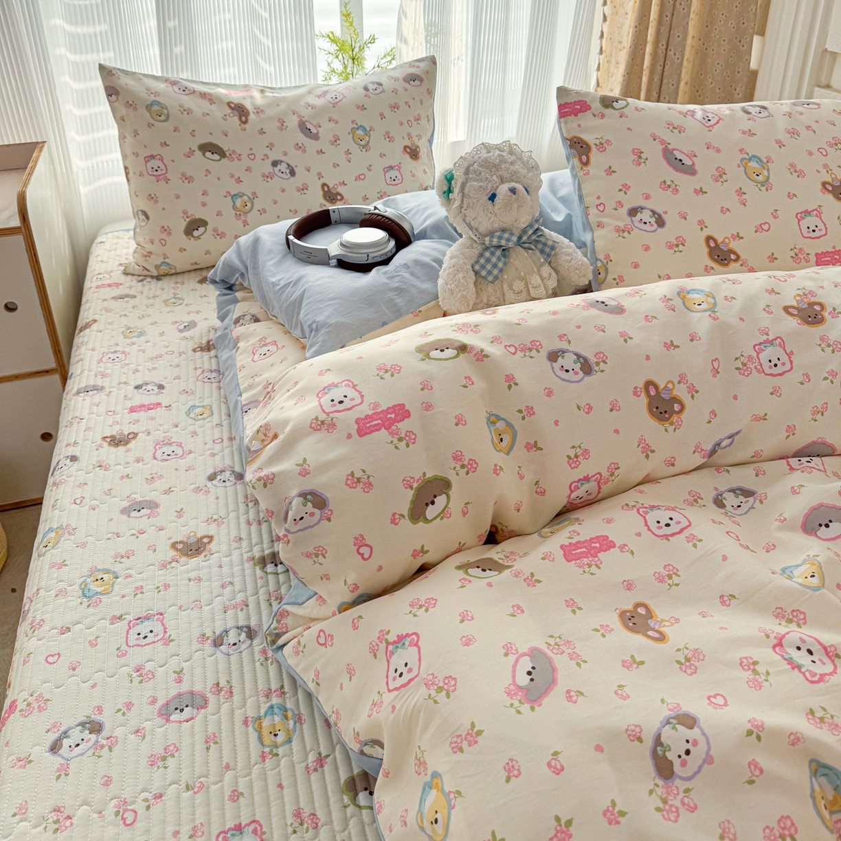 91家纺网 家纺一手货源 找家纺 （总）KA家纺 2026春夏新款全棉床盖款卡通印花四件套