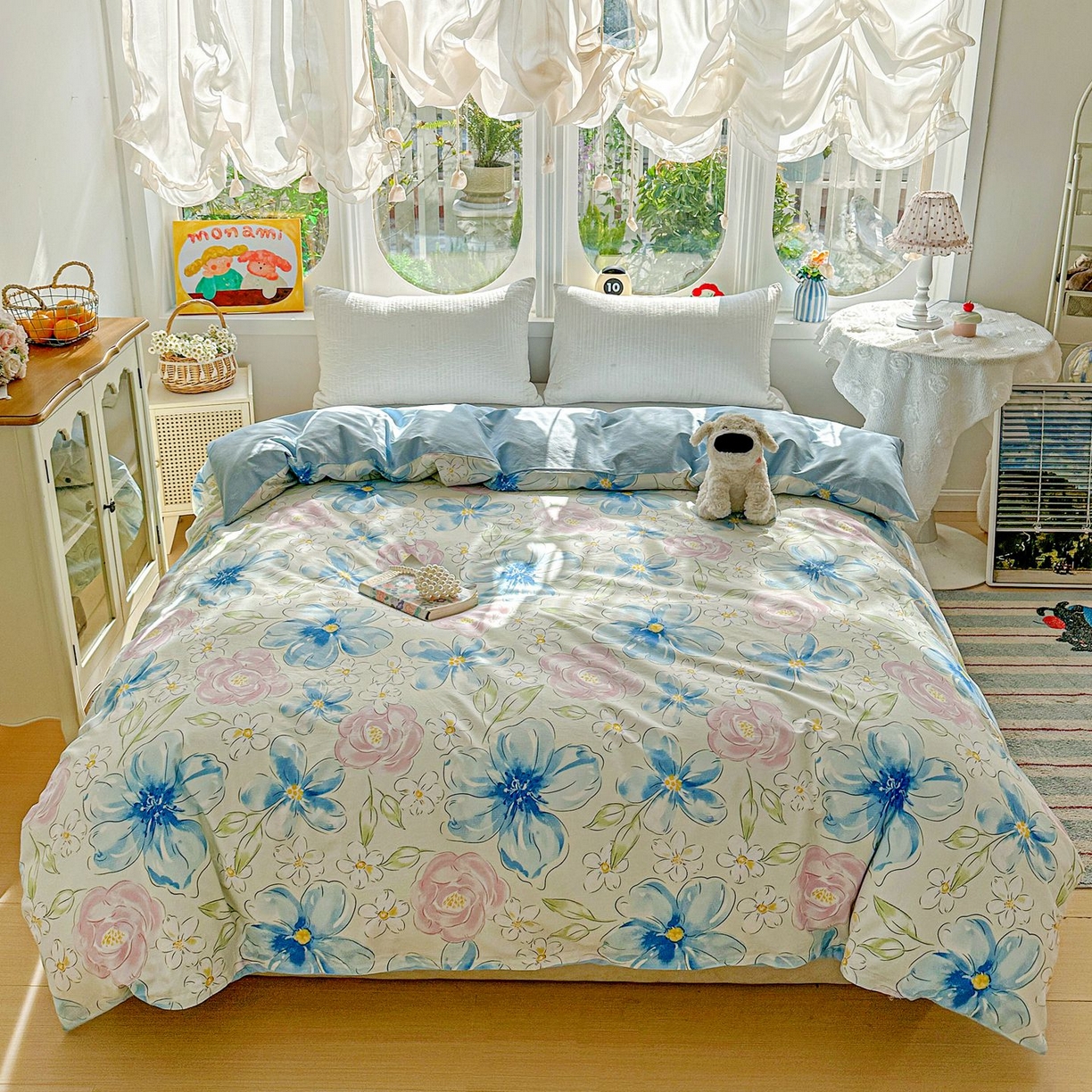 91家纺网 家纺一手货源 找家纺 恩泽家纺 2026新款13372ins全棉印花四件套单品系列-单被套 花影间