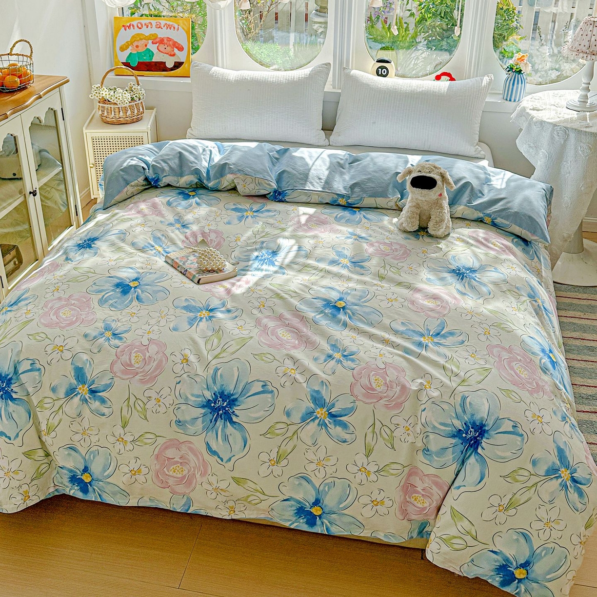 91家纺网 家纺一手货源 找家纺 恩泽家纺 2026新款13372ins全棉印花四件套单品系列-单被套 花影间