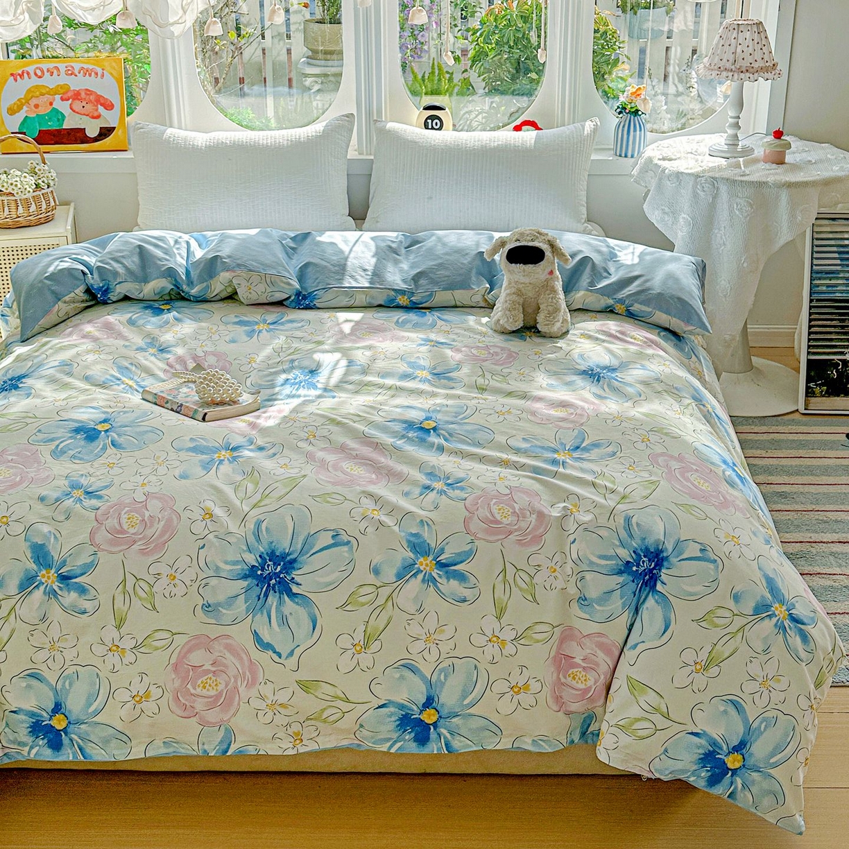 91家纺网 家纺一手货源 找家纺 恩泽家纺 2026新款13372ins全棉印花四件套单品系列-单被套 花影间