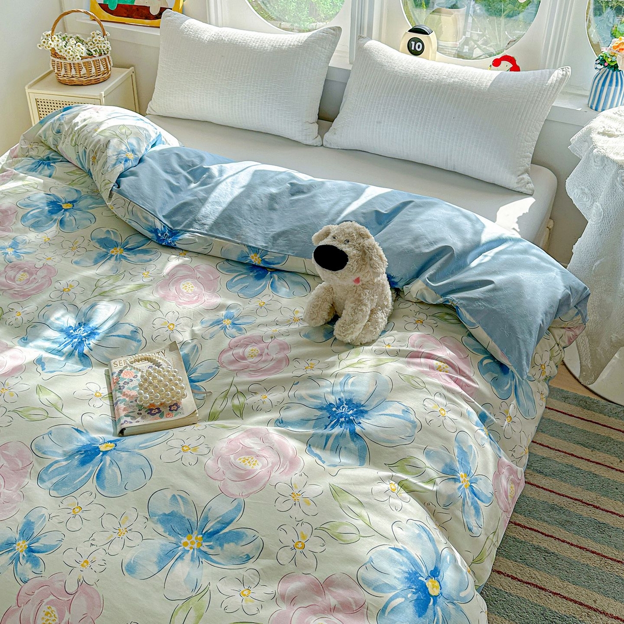 91家纺网 家纺一手货源 找家纺 恩泽家纺 2026新款13372ins全棉印花四件套单品系列-单被套 花影间