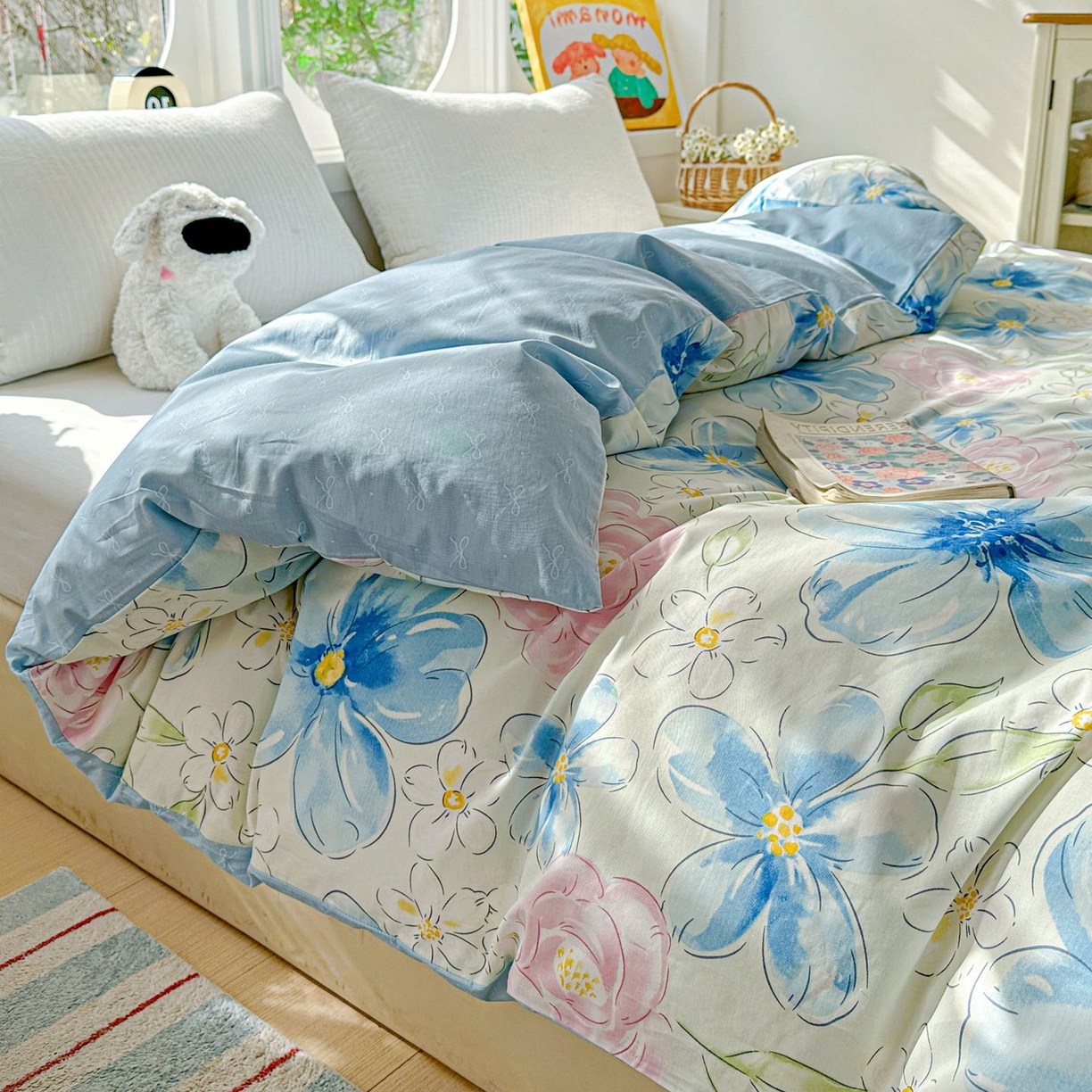 91家纺网 家纺一手货源 找家纺 恩泽家纺 2026新款13372ins全棉印花四件套单品系列-单被套 花影间