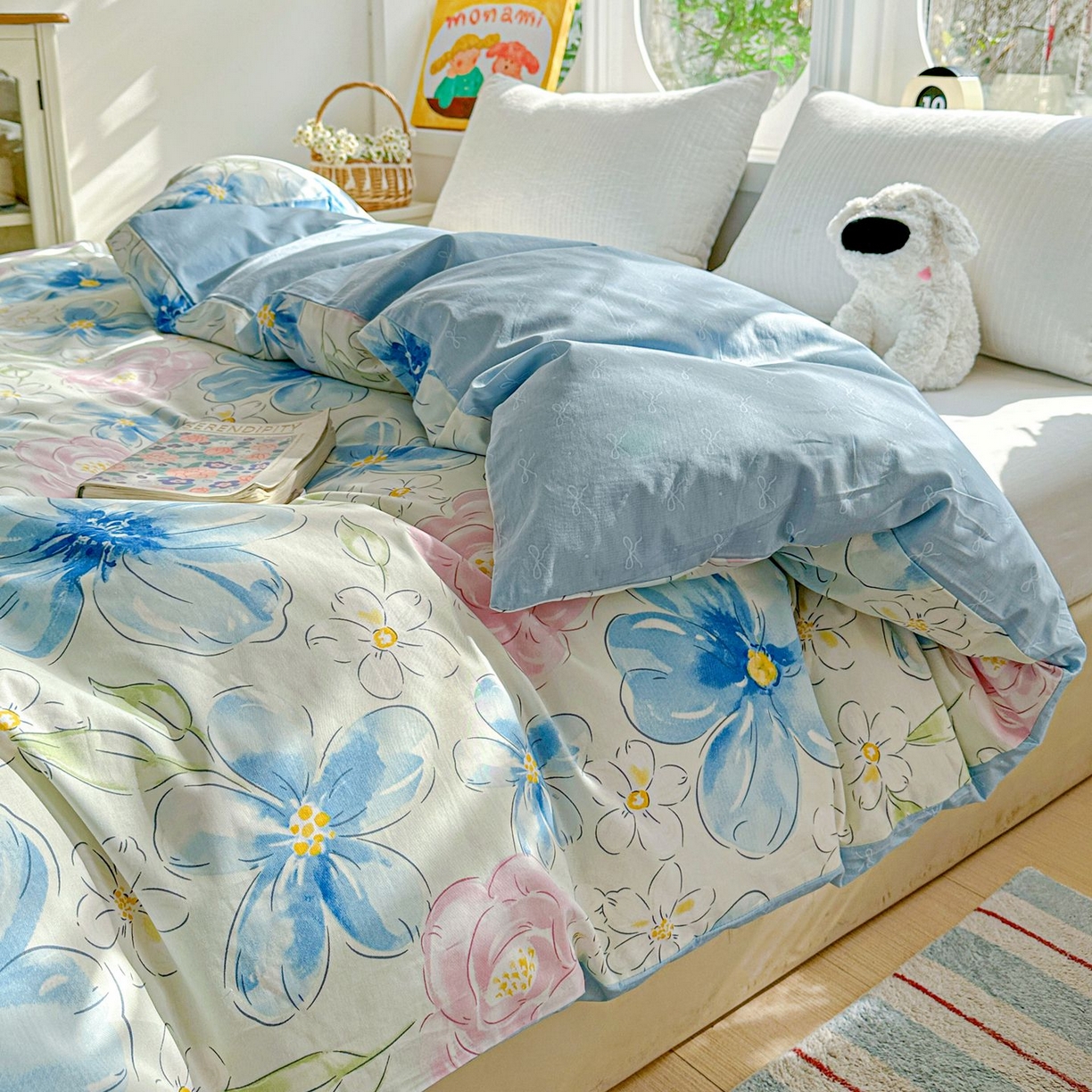 91家纺网 家纺一手货源 找家纺 恩泽家纺 2026新款13372ins全棉印花四件套单品系列-单被套 花影间