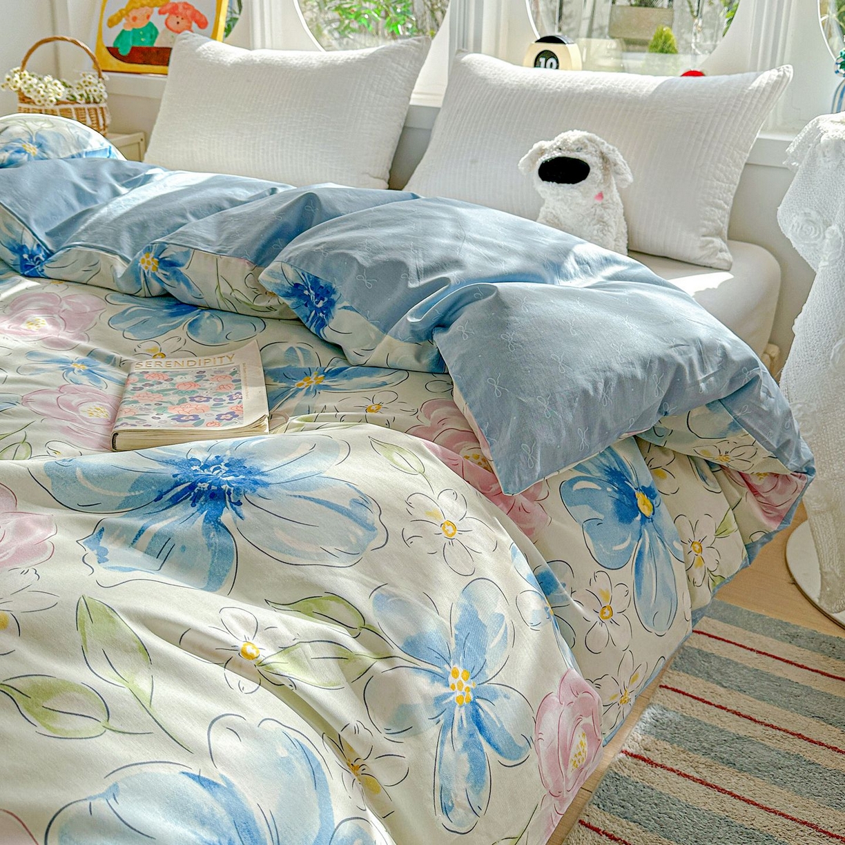 91家纺网 家纺一手货源 找家纺 恩泽家纺 2026新款13372ins全棉印花四件套单品系列-单被套 花影间