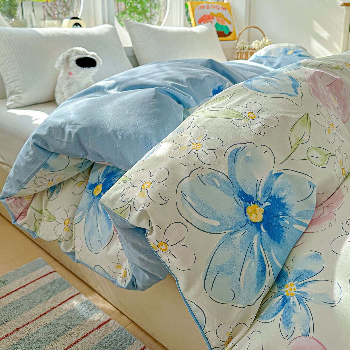 91家纺网 家纺一手货源 找家纺 恩泽家纺 2026新款13372ins全棉印花四件套单品系列-单被套 花影间