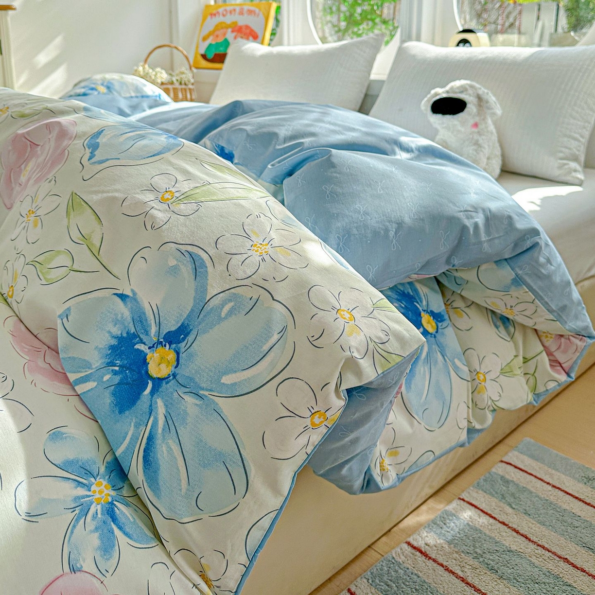 91家纺网 家纺一手货源 找家纺 恩泽家纺 2026新款13372ins全棉印花四件套单品系列-单被套 花影间