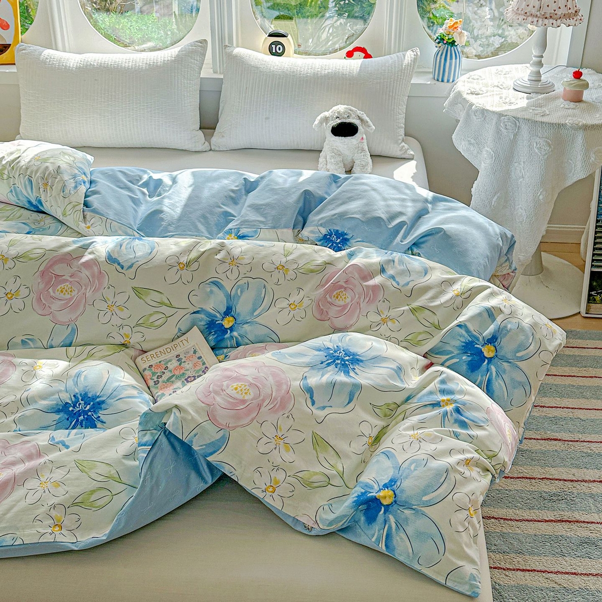 91家纺网 家纺一手货源 找家纺 恩泽家纺 2026新款13372ins全棉印花四件套单品系列-单被套 花影间