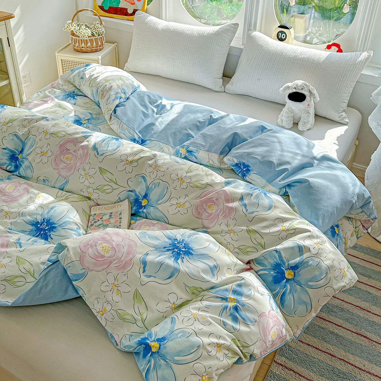 91家纺网 家纺一手货源 找家纺 恩泽家纺 2026新款13372ins全棉印花四件套单品系列-单被套 花影间