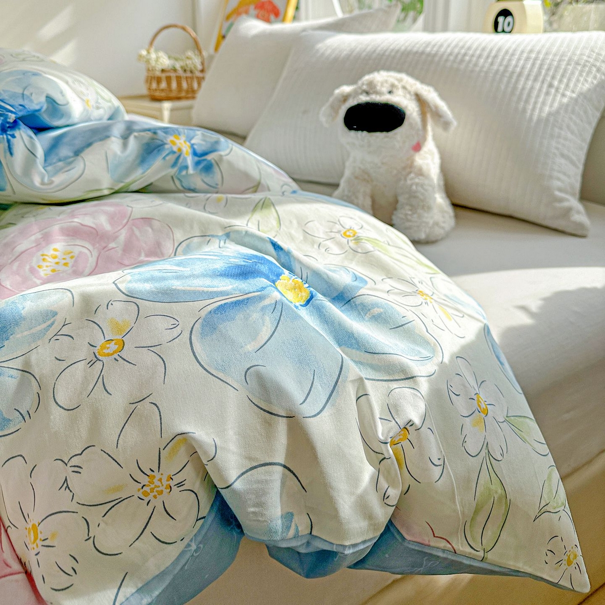 91家纺网 家纺一手货源 找家纺 恩泽家纺 2026新款13372ins全棉印花四件套单品系列-单被套 花影间