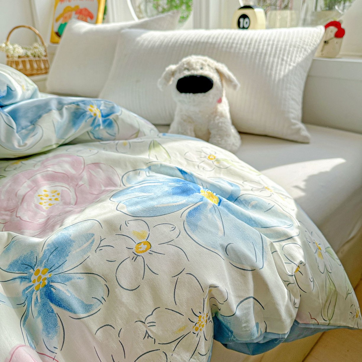 91家纺网 家纺一手货源 找家纺 恩泽家纺 2026新款13372ins全棉印花四件套单品系列-单被套 花影间