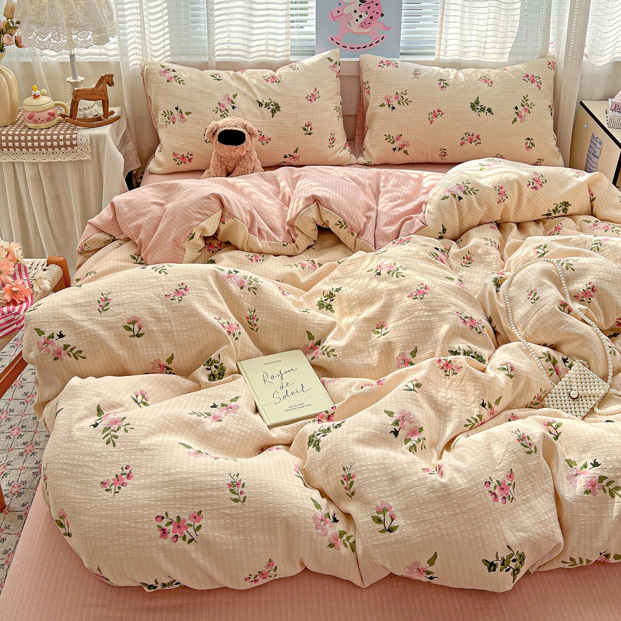 91家纺网 家纺一手货源 找家纺 王朝国际 2026新款A类彩竺棉印花四件套 清欢