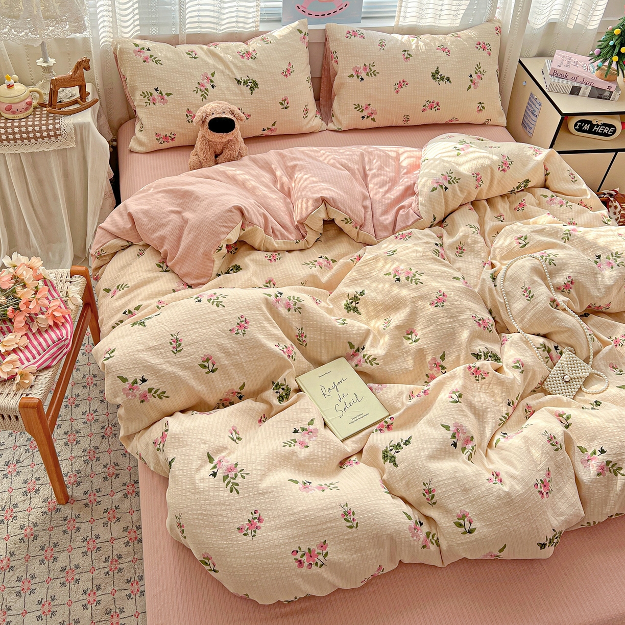 91家纺网 家纺一手货源 找家纺 王朝国际 2026新款A类彩竺棉印花四件套 清欢