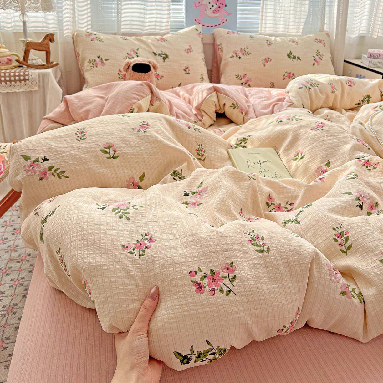 91家纺网 家纺一手货源 找家纺 王朝国际 2026新款A类彩竺棉印花四件套 清欢