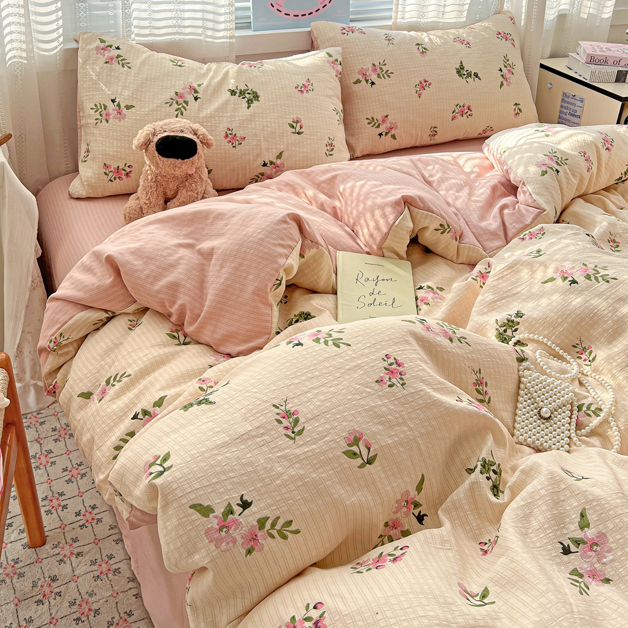 91家纺网 家纺一手货源 找家纺 王朝国际 2026新款A类彩竺棉印花四件套 清欢