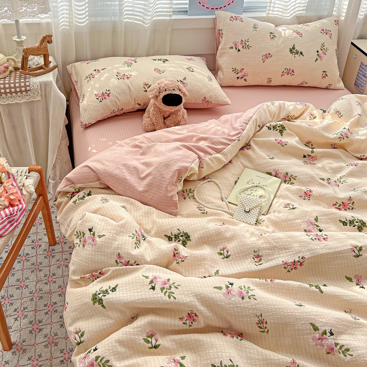 91家纺网 家纺一手货源 找家纺 王朝国际 2026新款A类彩竺棉印花四件套 清欢