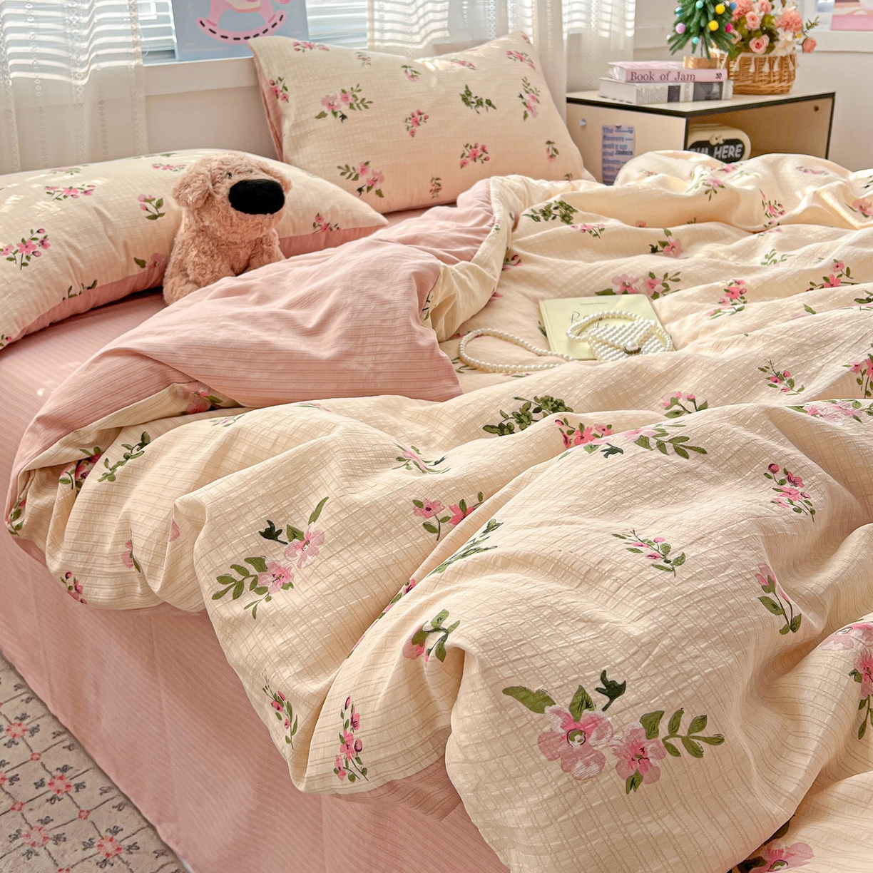 91家纺网 家纺一手货源 找家纺 王朝国际 2026新款A类彩竺棉印花四件套 清欢