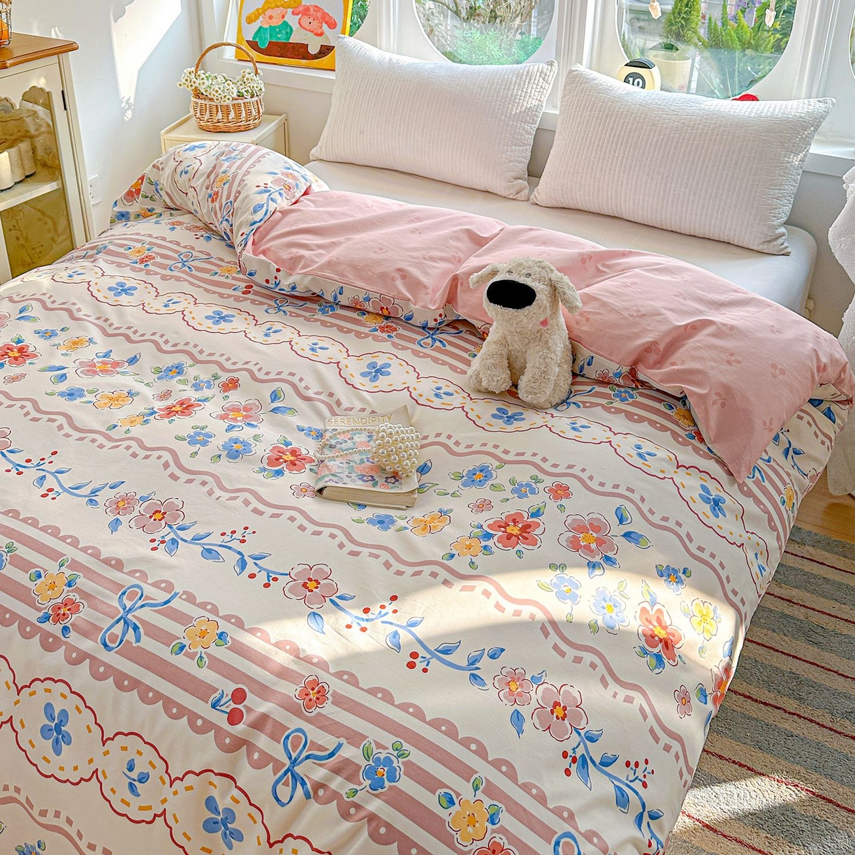 91家纺网 家纺一手货源 找家纺 恩泽家纺 2026新款13372ins全棉印花四件套单品系列-单被套 眷恋