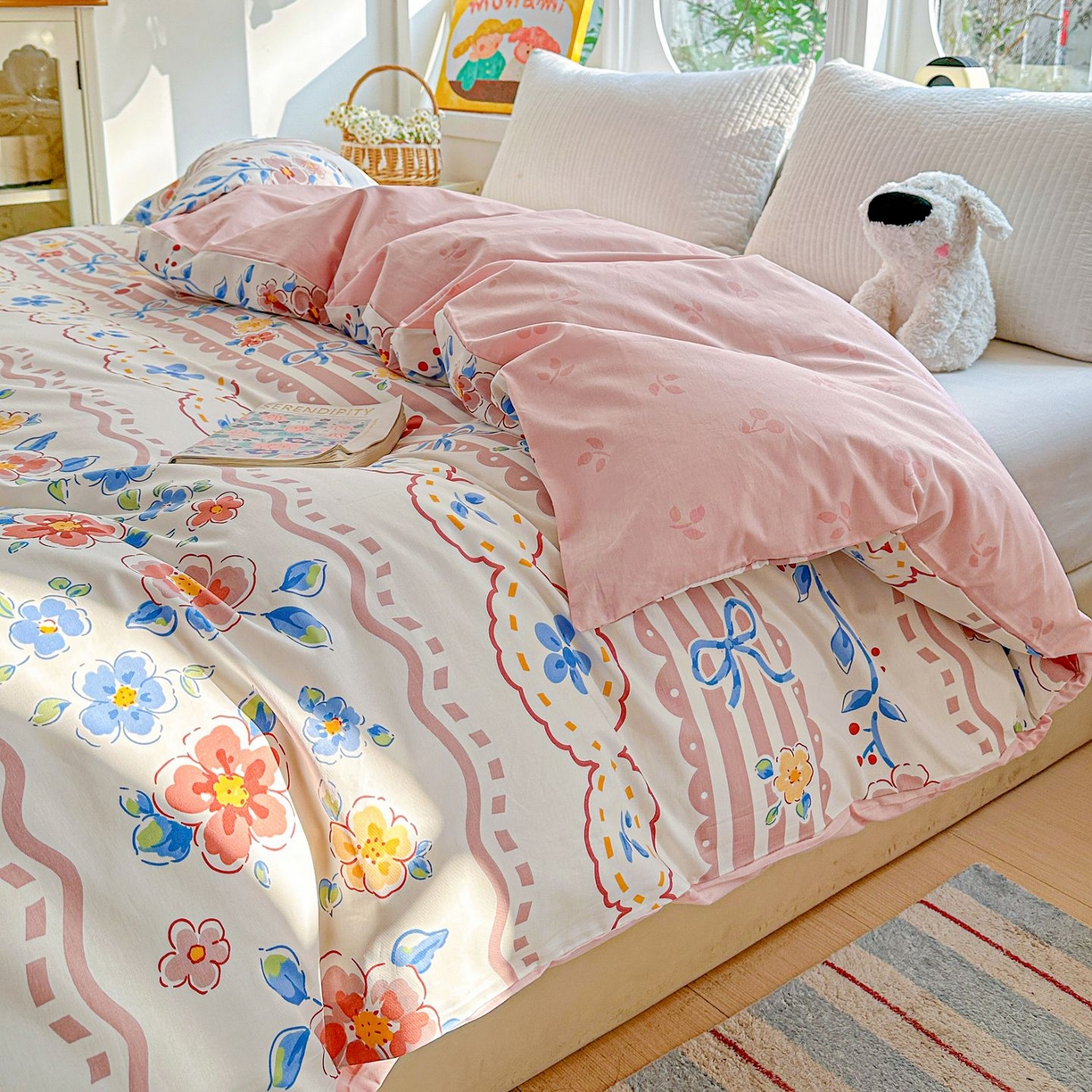 91家纺网 家纺一手货源 找家纺 恩泽家纺 2026新款13372ins全棉印花四件套单品系列-单被套 眷恋