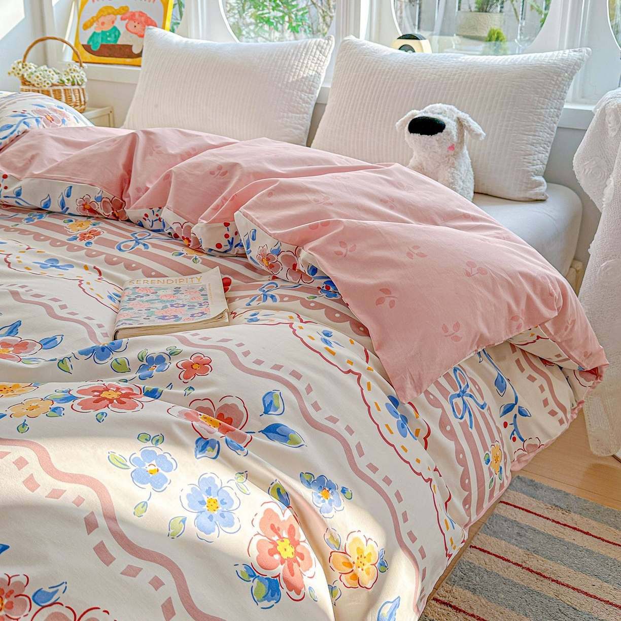 91家纺网 家纺一手货源 找家纺 恩泽家纺 2026新款13372ins全棉印花四件套单品系列-单被套 眷恋