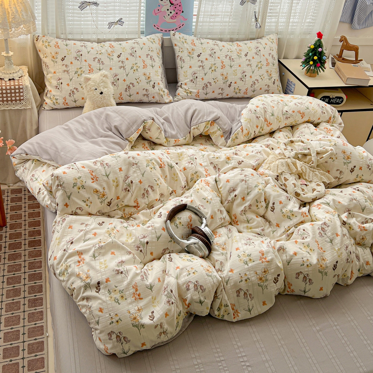 91家纺网 家纺一手货源 找家纺 王朝国际 2026新款A类彩竺棉印花四件套 秋菊