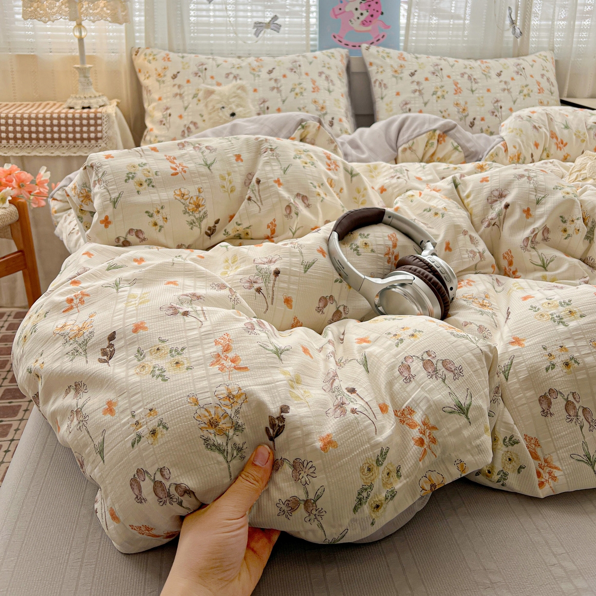 91家纺网 家纺一手货源 找家纺 王朝国际 2026新款A类彩竺棉印花四件套 秋菊