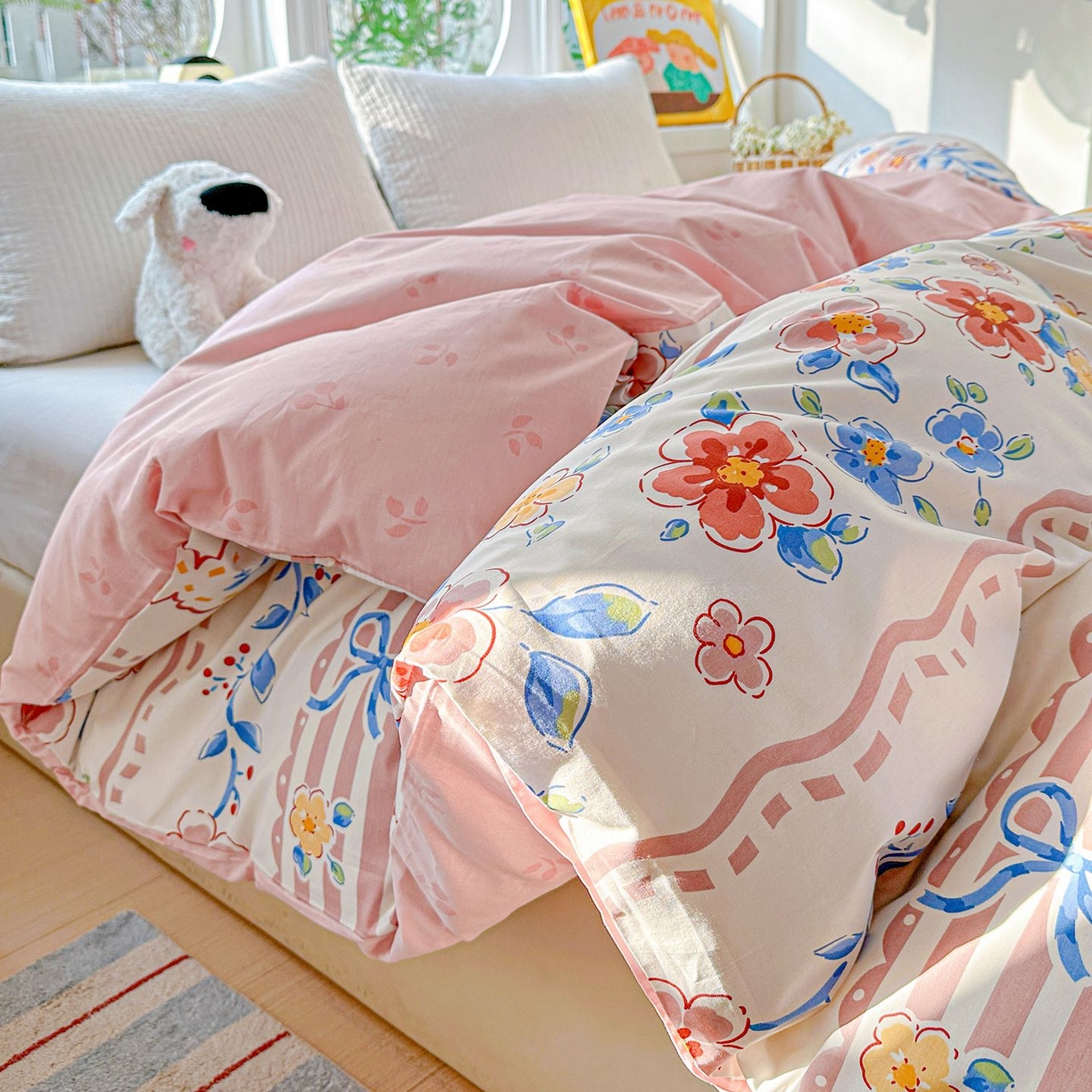 91家纺网 家纺一手货源 找家纺 恩泽家纺 2026新款13372ins全棉印花四件套单品系列-单被套 眷恋