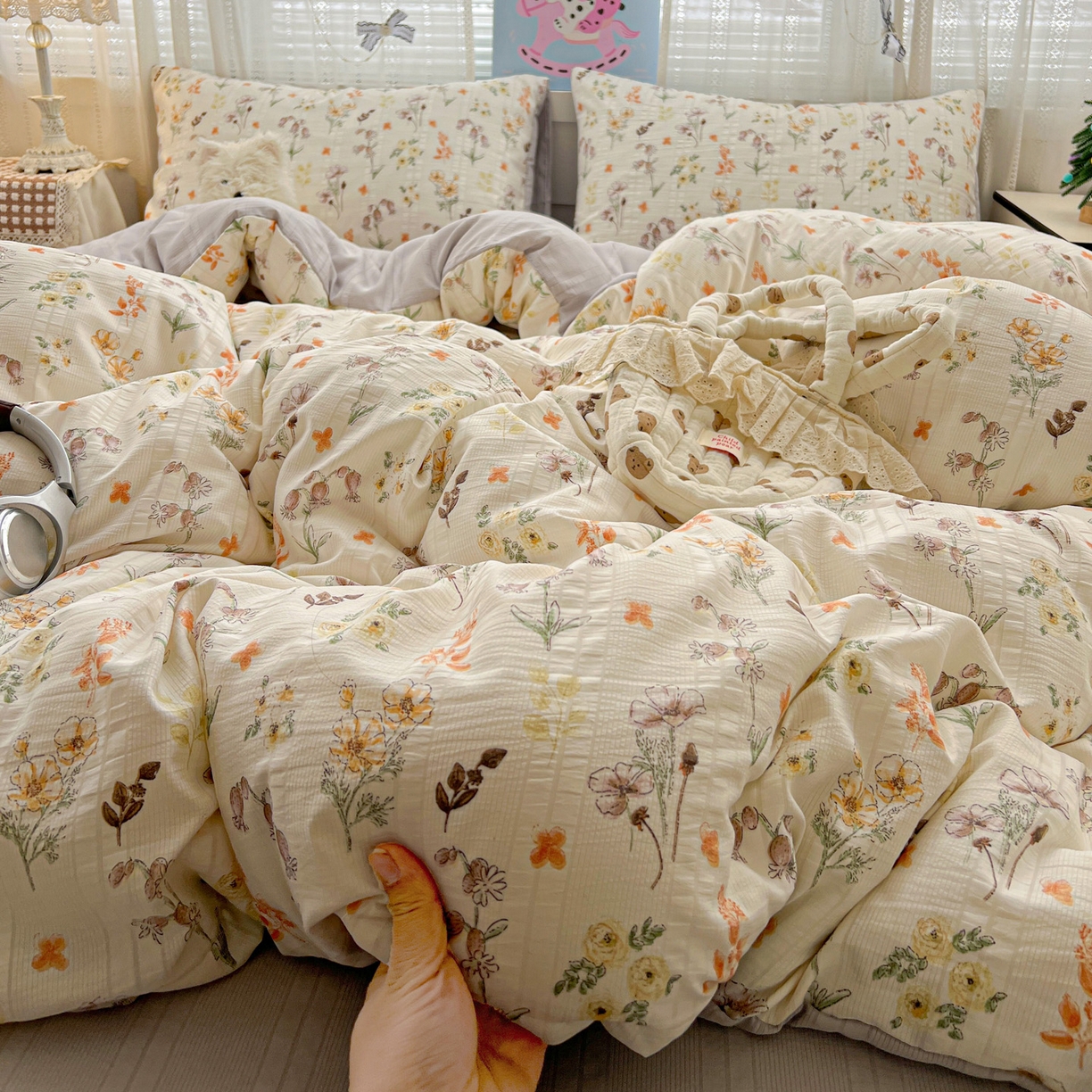 91家纺网 家纺一手货源 找家纺 王朝国际 2026新款A类彩竺棉印花四件套 秋菊