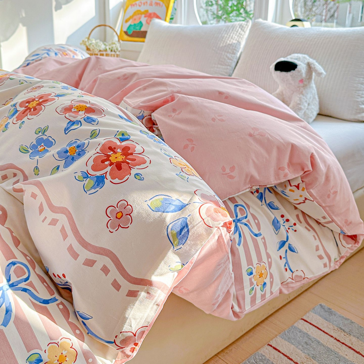 91家纺网 家纺一手货源 找家纺 恩泽家纺 2026新款13372ins全棉印花四件套单品系列-单被套 眷恋